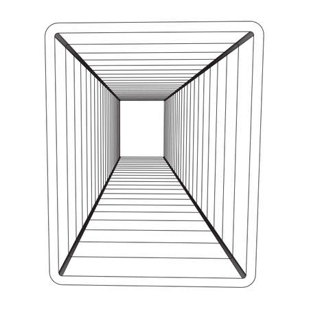 Wire-frame low poly mesh construction metallurgy square tube profile symbol, vector illustration.のイラスト素材