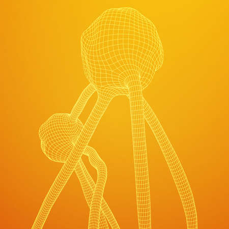 Neuron system wireframe mesh model