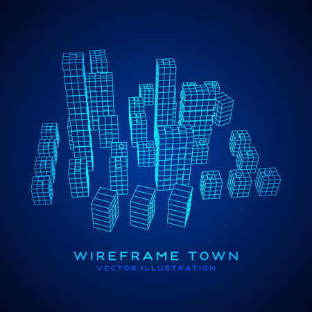 Mesh cubes city arrayのイラスト素材