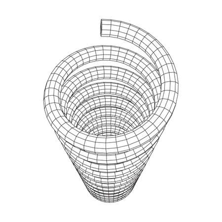 Wireframe low poly mesh tension helix spring. Vector illustrationのイラスト素材