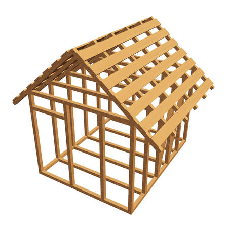 Wooden framing houseの写真素材