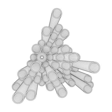 Wireframe low poly mesh construction metallurgy round tubes profile vector illustrationのイラスト素材