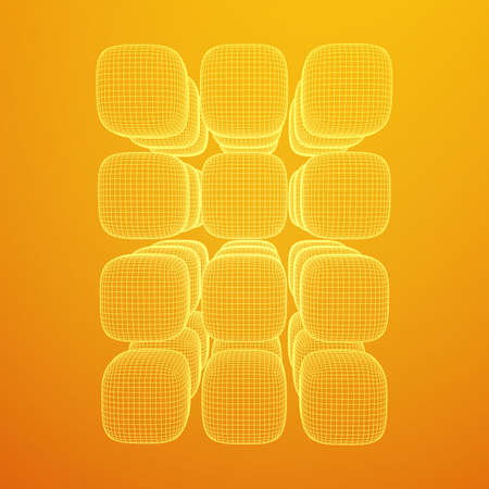 Wire frame mesh cube illustration.