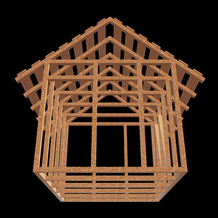 Wooden framing houseの写真素材