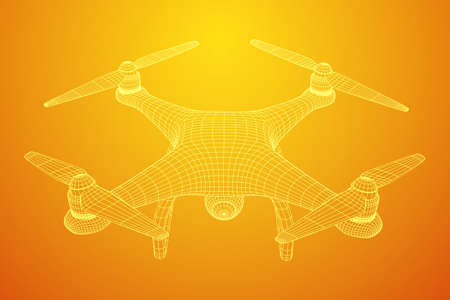Remote control air drone wireframe illustration.のイラスト素材