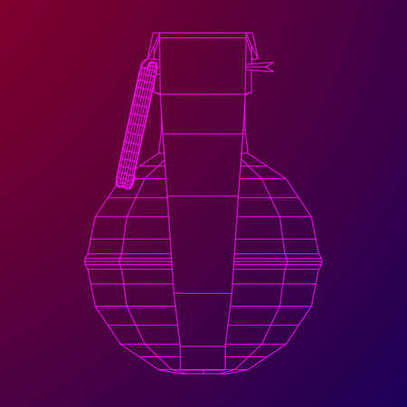 Hand bomb  on linear illustration on colored background.のイラスト素材