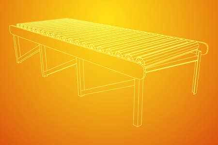 Wireframe roller conveyor vector illustrationのイラスト素材
