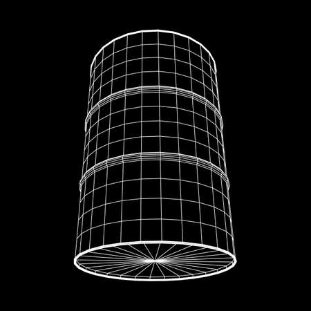 Metal barrel wireframe low poly mesh vector illustration.のイラスト素材