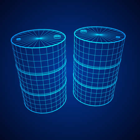 Metal barrel wireframe low poly mesh vector illustration.のイラスト素材