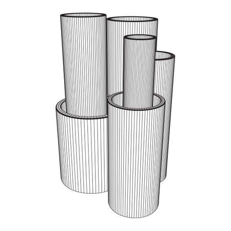 Wire frame metallurgy round tubes.のイラスト素材