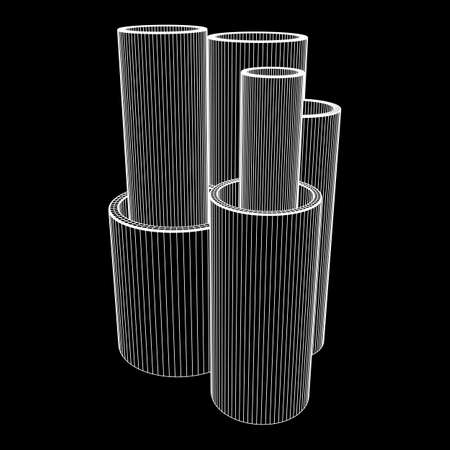 Wireframe metallurgy round tubesのイラスト素材