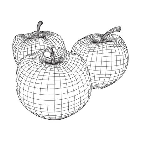 Apple wireframe low poly mesh vector illustration.のイラスト素材