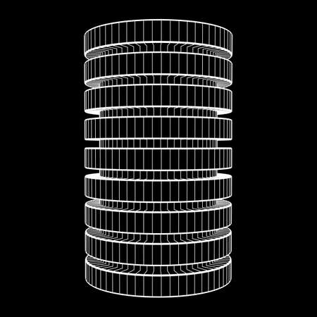 Futuristic server hard disk and database or battery cell