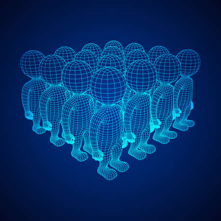 Wireframe low poly mesh human cartoon bodys