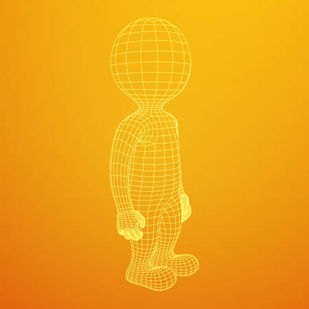 Wireframe mesh human cartoon bodyのイラスト素材