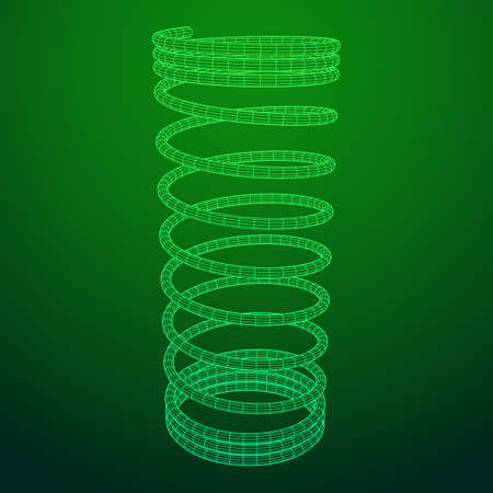 Wire frame green helix spring.のイラスト素材