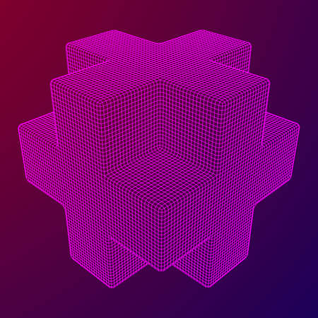 Wireframe Necker Cubeのイラスト素材