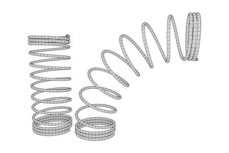 Wire-frame helix spring illustration on white background.