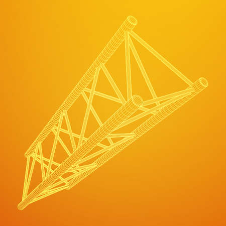 Truss girder element. Wireframe low poly mesh vector illustration.