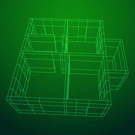 Wireframe architecture building.