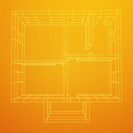 Wireframe architecture building.