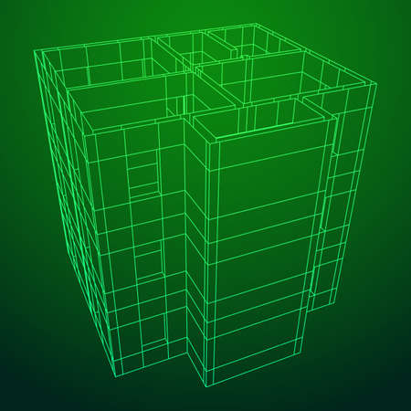 Wireframe architecture building.のイラスト素材