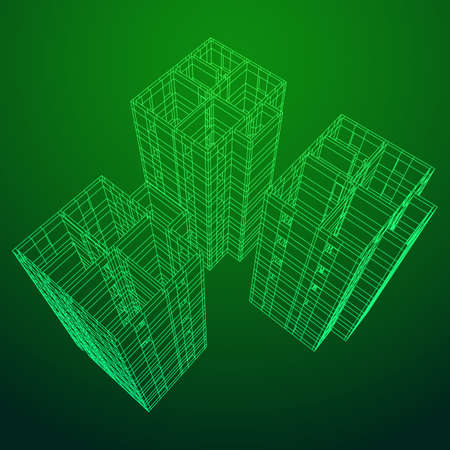 Wireframe architecture building.のイラスト素材