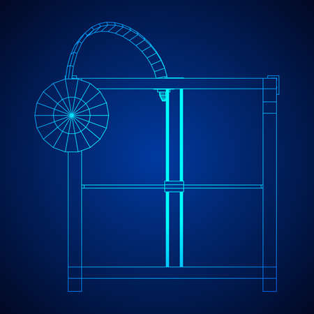3D Printer Wireframeのイラスト素材