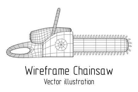 Chainsaw model. Wireframe low poly mesh vector illustrationのイラスト素材