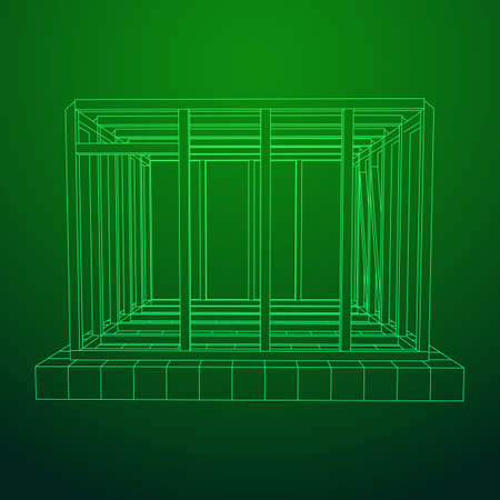 Wireframe framing houseのイラスト素材