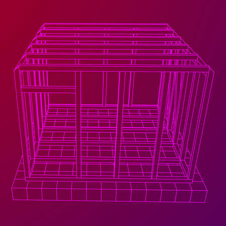 Wireframe framing houseのイラスト素材