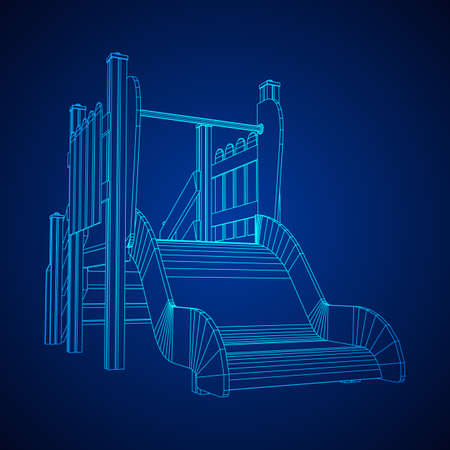Playground slide wireframe low poly mesh construction. Vector illustration