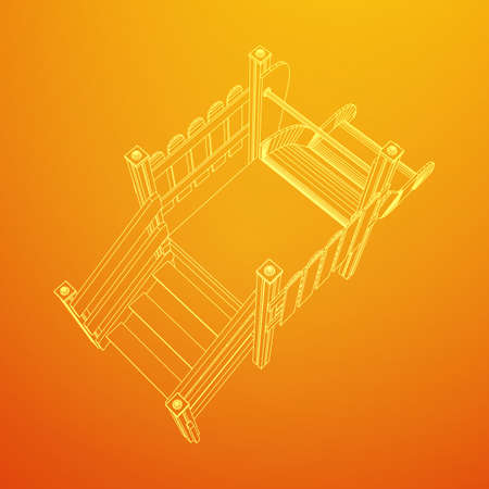 Playground slide wireframe low poly mesh construction. Vector illustrationのイラスト素材