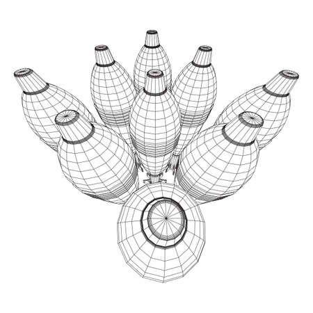 Missile, nuclear bomb or mortar mine Wireframe low poly mesh vector illustrationのイラスト素材