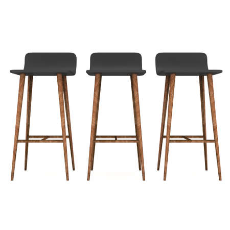 Bar stool furniture 3d render isolated on white. High chair. Bar interior design.