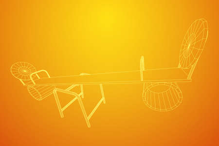 Swing on the playground vector. Seesaw or wooden balance scale. Wireframe low poly mesh vector illustrationの写真素材