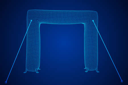 Inflat entrance arch for decorating event, party or sport, work with path. Wireframe low poly mesh vector illustrationのイラスト素材