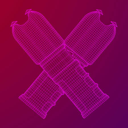 Police electro shocker taser stun gun. Wireframe low poly mesh vector illustrationのイラスト素材