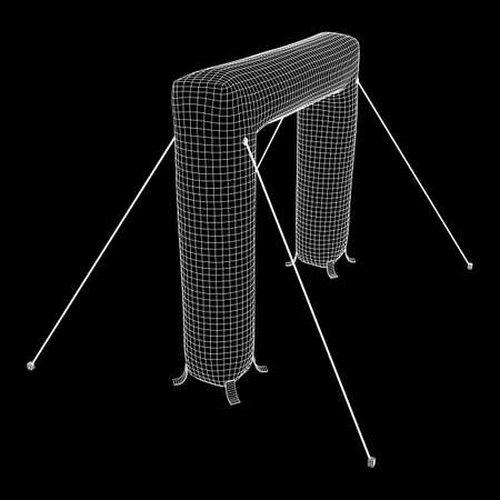 Inflat entrance arch for decorating entrance of the event, party or sport, work with path. Wireframe low poly mesh vector illustrationのイラスト素材