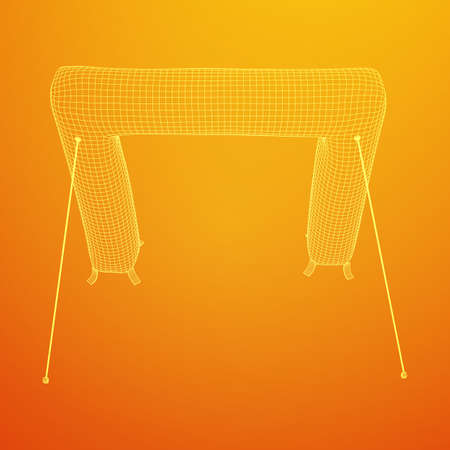 Inflat entrance arch for decorating entrance of the event, party or sport, work with path. Wireframe low poly mesh vector illustrationのイラスト素材