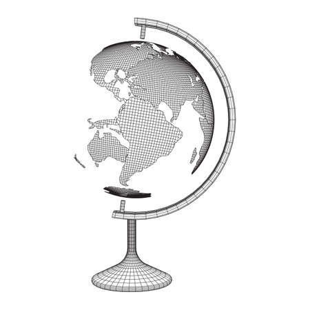 Globus school concept. Wireframe low poly mesh vector illustrationのイラスト素材