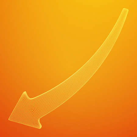 Growing arrow chart. Wireframe low poly mesh vector illustrationのイラスト素材