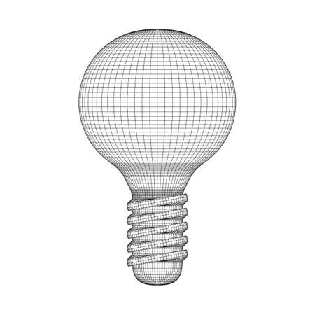 Lamp bulb consisting of lines and polygons. Business idea. Wireframe low poly mesh vector illustrationのイラスト素材