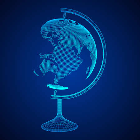 Globus school concept. Wireframe low poly mesh vector illustrationのイラスト素材