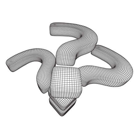Question mark abstract model line and composition digitally drawn. Wireframe low poly mesh vector illustrationのイラスト素材