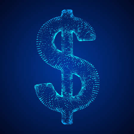 Dollar sign. Wireframe low poly mesh vector illustration. Money, rich, business conceptのイラスト素材