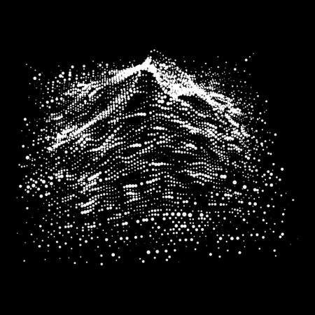 Wireframe terrain vector background. Cyberspace landscape grid technology illustrationのイラスト素材