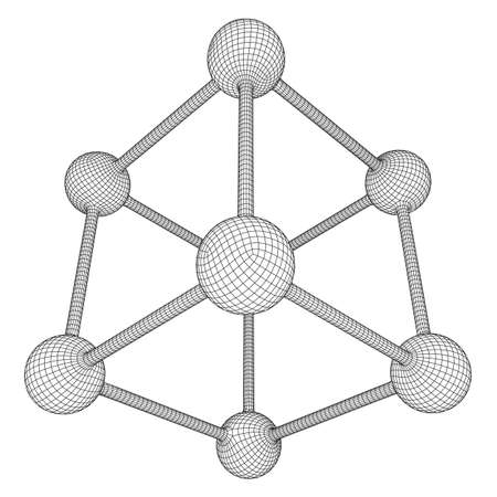 Wireframe Mesh Molecule Grid. Connection Structure. Low poly vector illustration. Science and medical healthcare conceptのイラスト素材