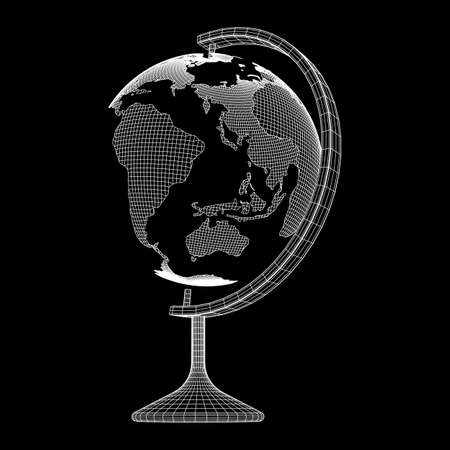 Globus school concept. Wireframe low poly mesh vector illustrationのイラスト素材