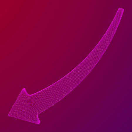 Growing arrow chart. Wireframe low poly mesh vector illustrationのイラスト素材